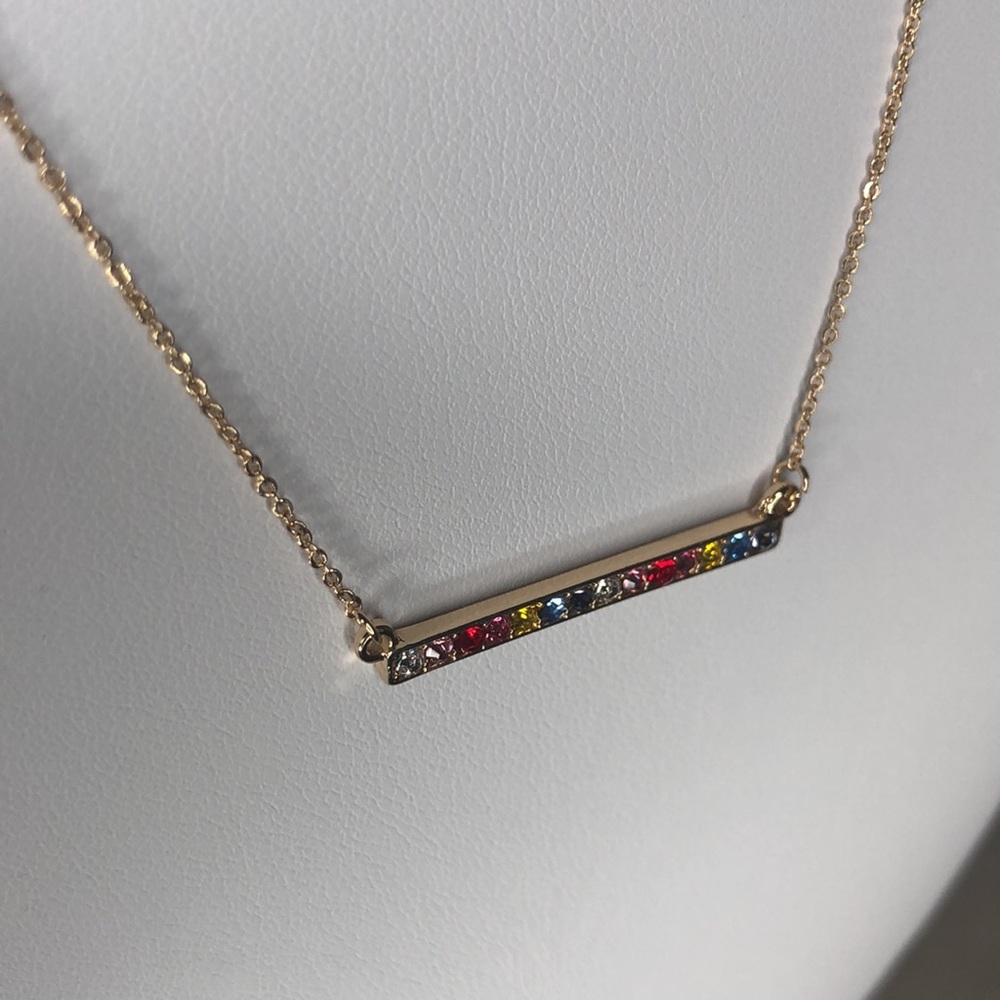 Rainbow bar necklace in Gold color - Picture 9 of 11